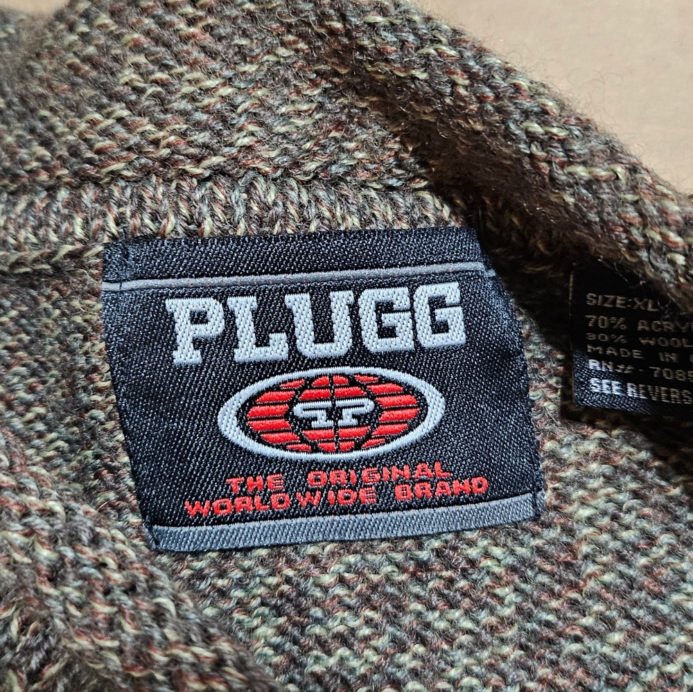 Plugg Mens Sweater Multicolor W/Stripe Wool Blend Size XL Tight‎ Knit - Picture 11 of 12